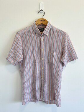 Vintage Blue & Orange Short Sleeve Button Down / 70s